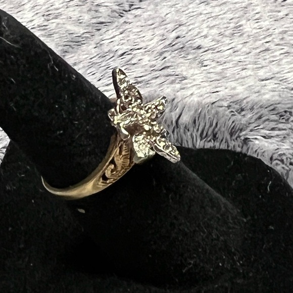 14k Gold Diamond Butterfly Ring Size 4 - Picture 7 of 8